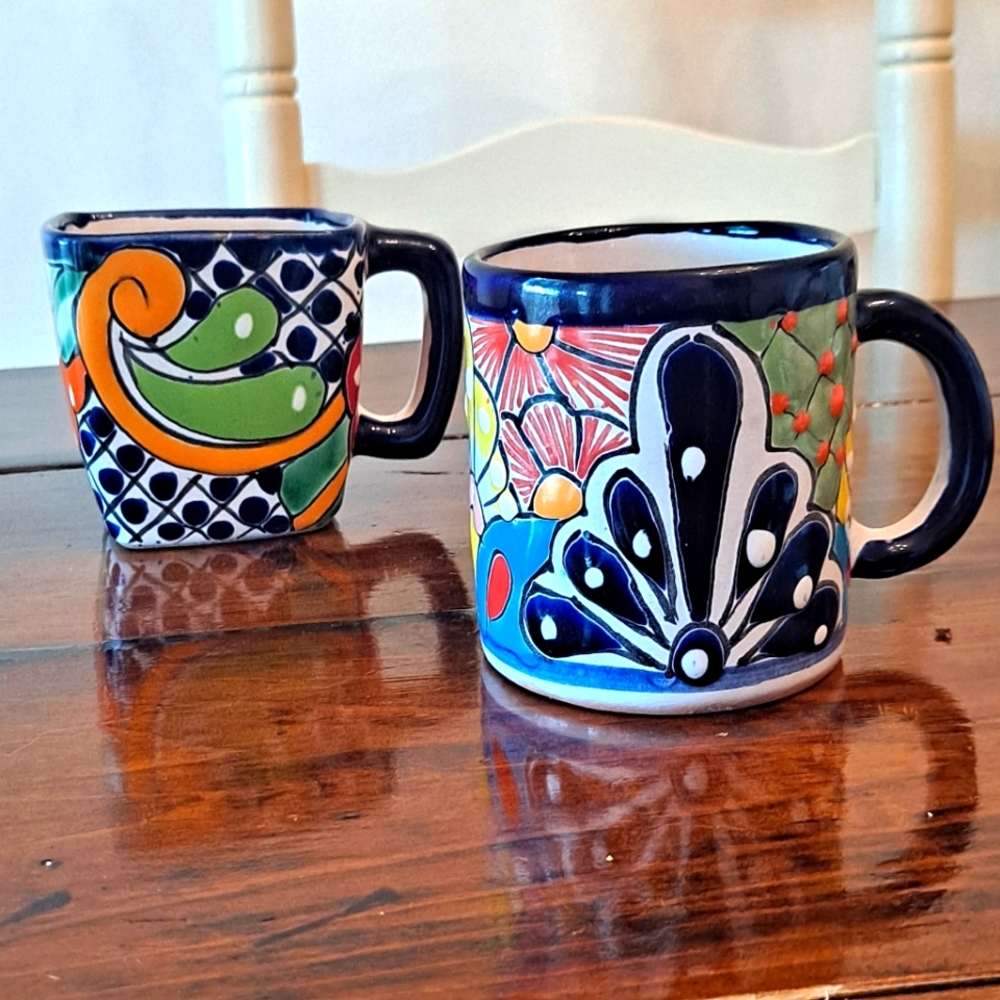 🇲🇽 Mexican Talavera Cups Mugs Set of 2 / 10 onz each